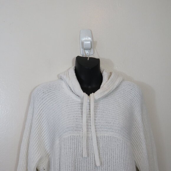Rag & Bone size Large Sunny Cotton Hoodie Knit Pullover Sweater White Cropped - Picture 3 of 7